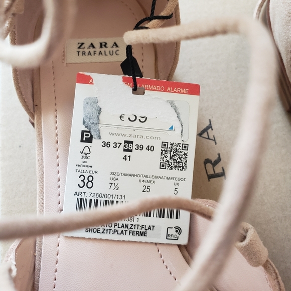 Zara Taupe Lace Up Flats - Picture 7 of 12